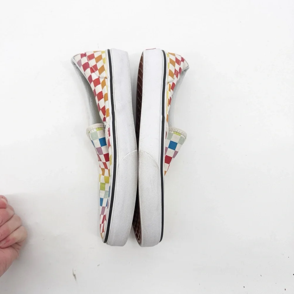 Vans Kids Colorful Checkered Slip-On Sneakers size 5